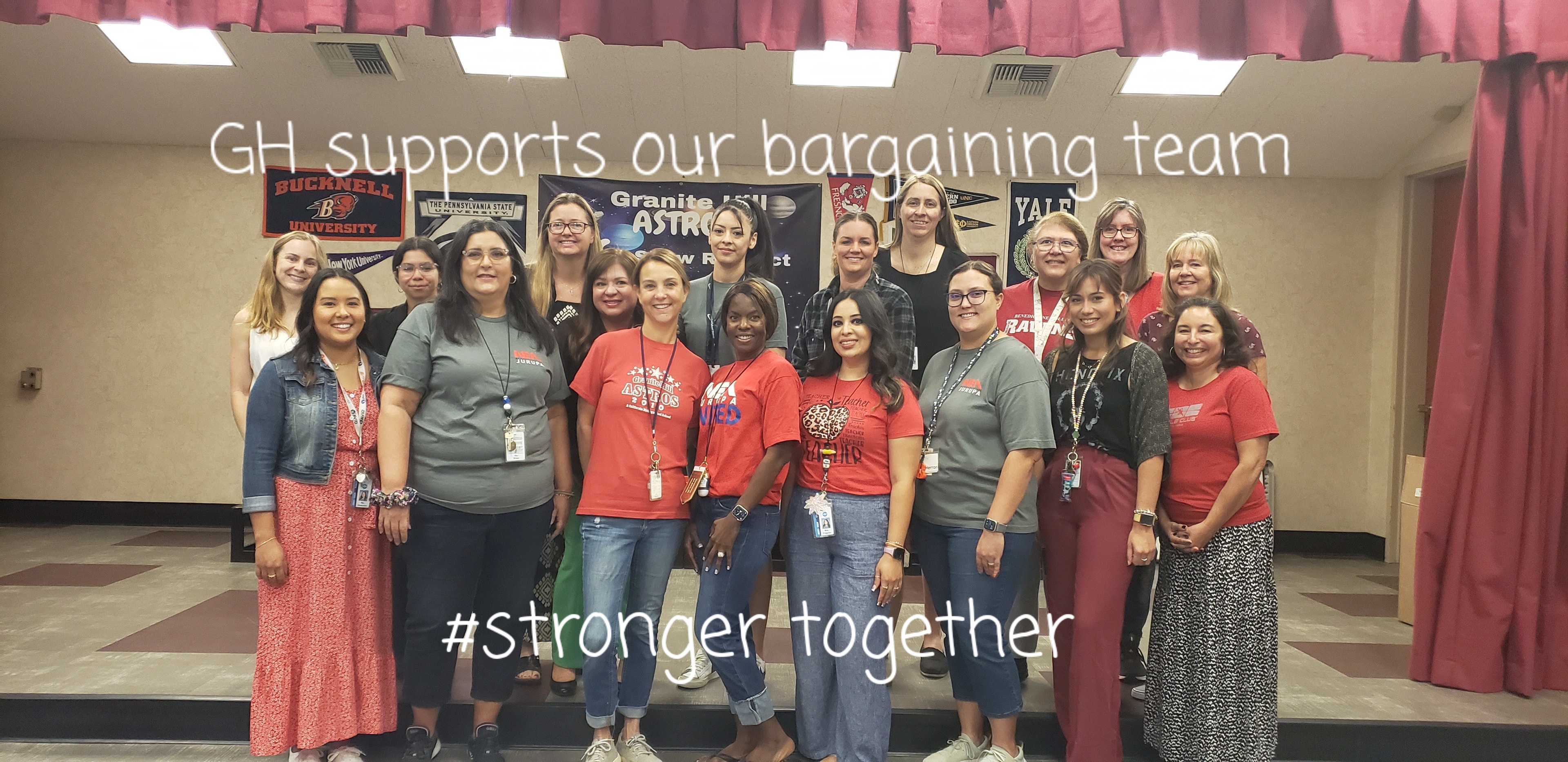Granite Hill staff supporting the bargaining team